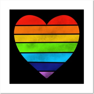 Retro Rainbow Heart Posters and Art
